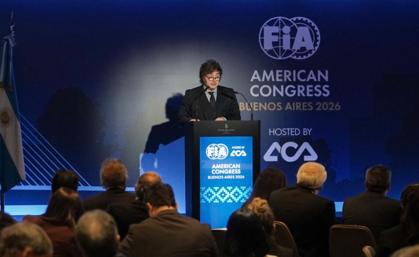 Javier Milei, en el Congreso de la FIA: “Queremos ver a Franco Colapinto en la Argentina”
