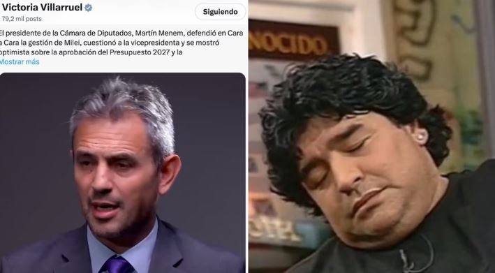 La irónica respuesta de Villarruel a Martín Menem con un meme de Maradona tras sus críticas